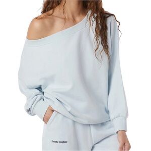 Favorite Daughter Kate Off Shoulder Sweater Size Small Mint Green Oversized